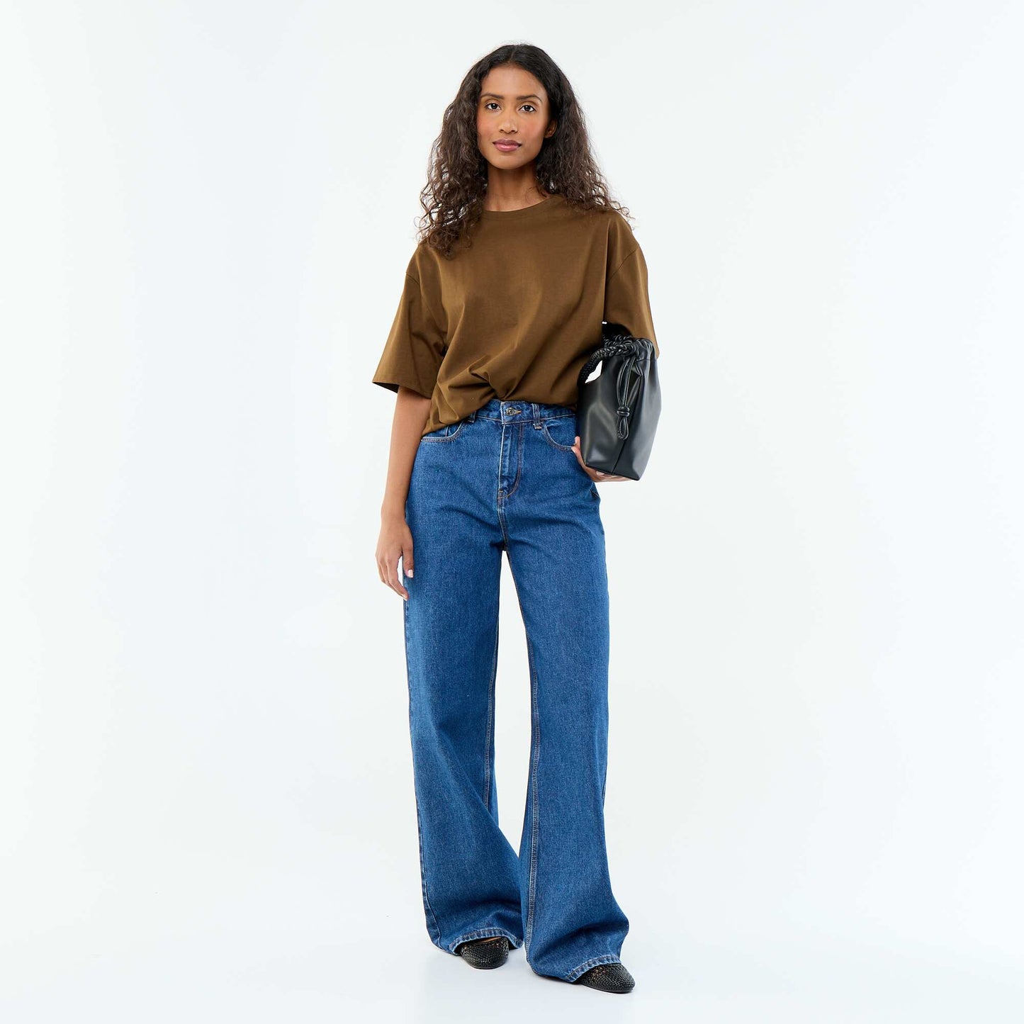 T-shirt oversize à col rond MARRON
