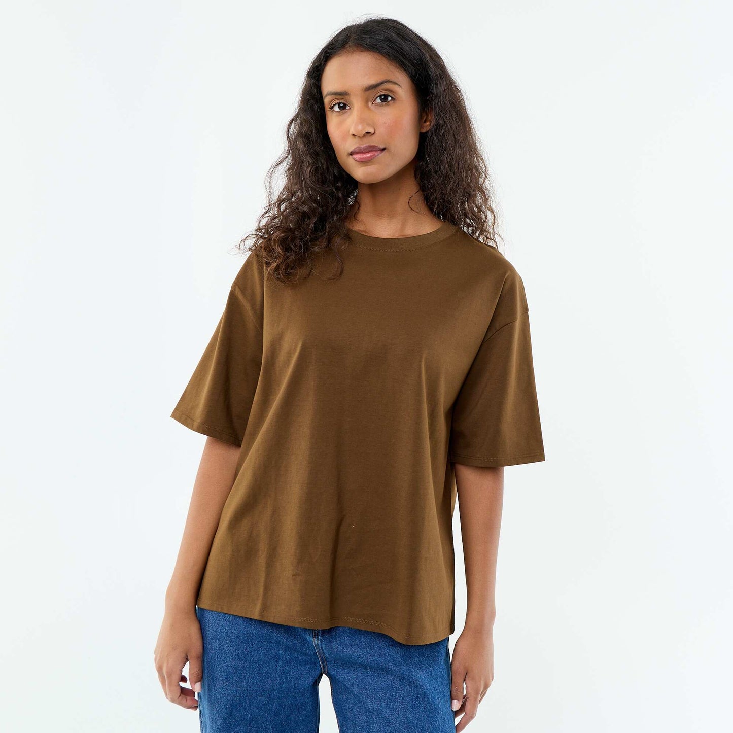 T-shirt oversize à col rond MARRON