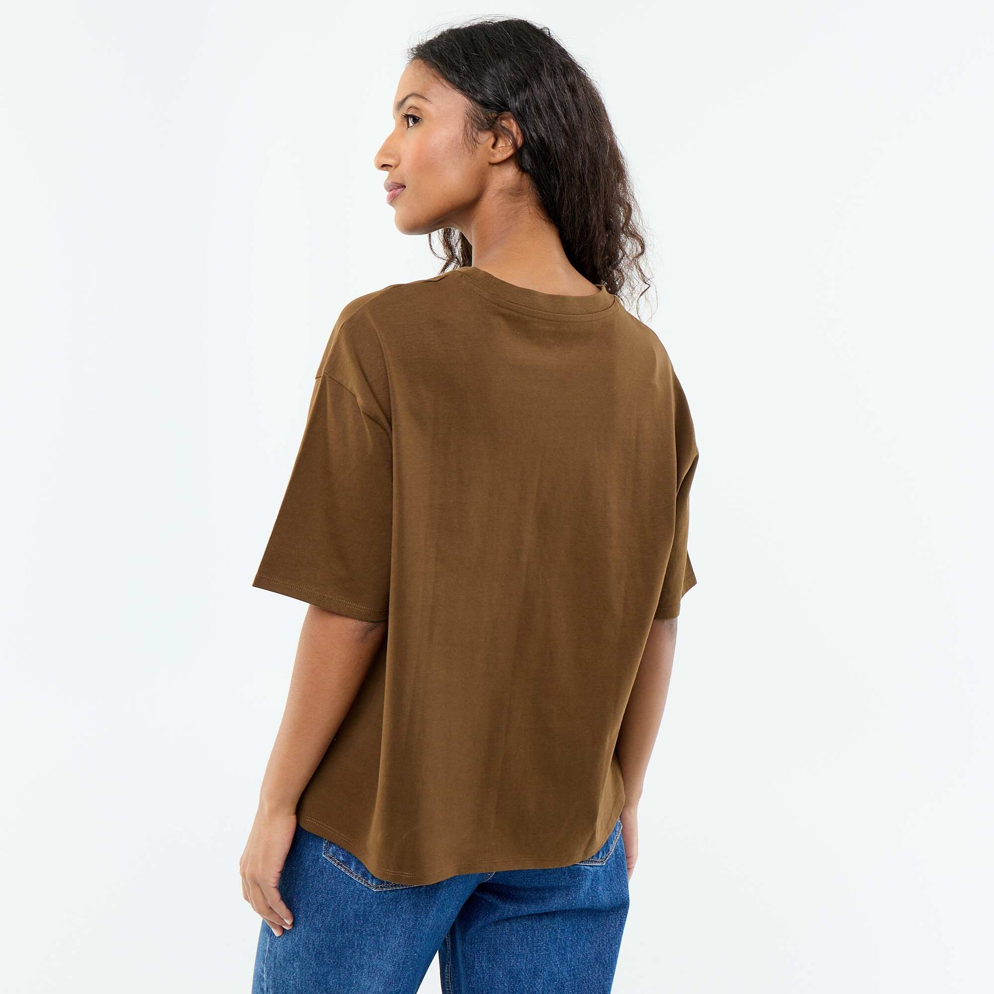 T-shirt oversize à col rond MARRON