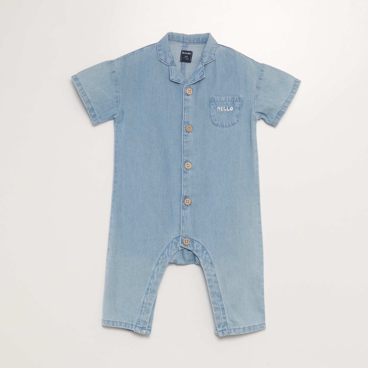 Combinaison longue en denim avec poche brodée Denim