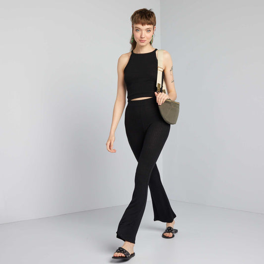 Pantalon flare en maille Noir