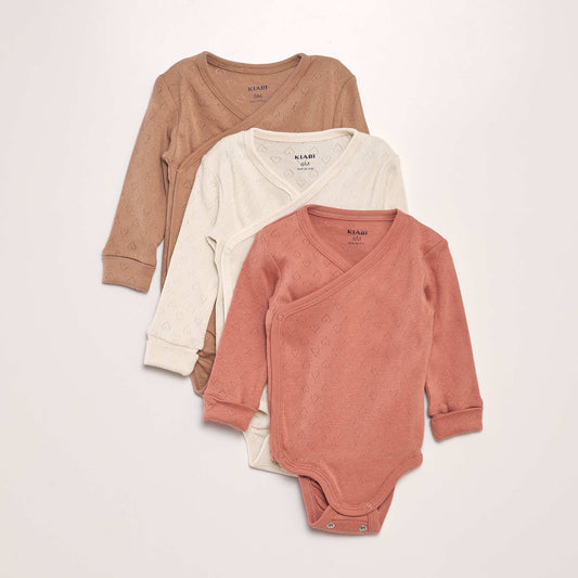 Lot de 3 bodies évolutif Rose/beige