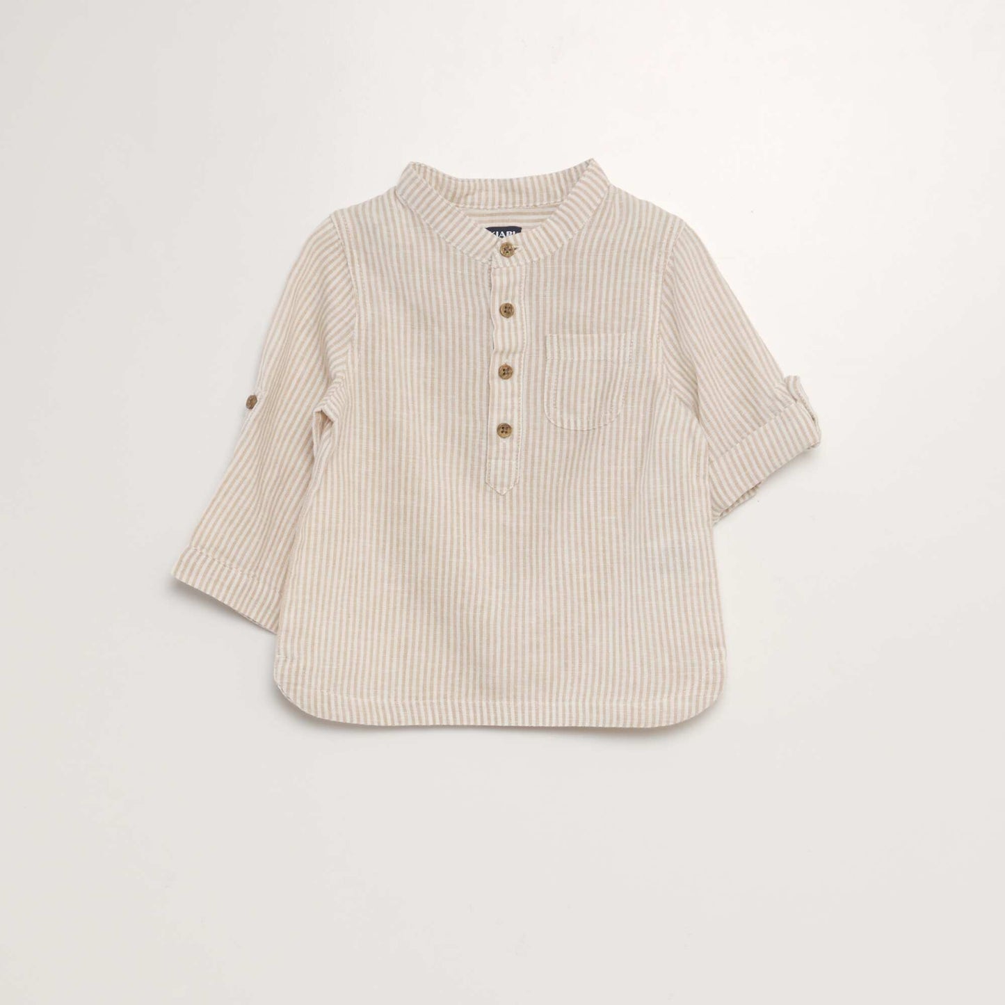 Chemise rayée en lin mélangé Beige rayé