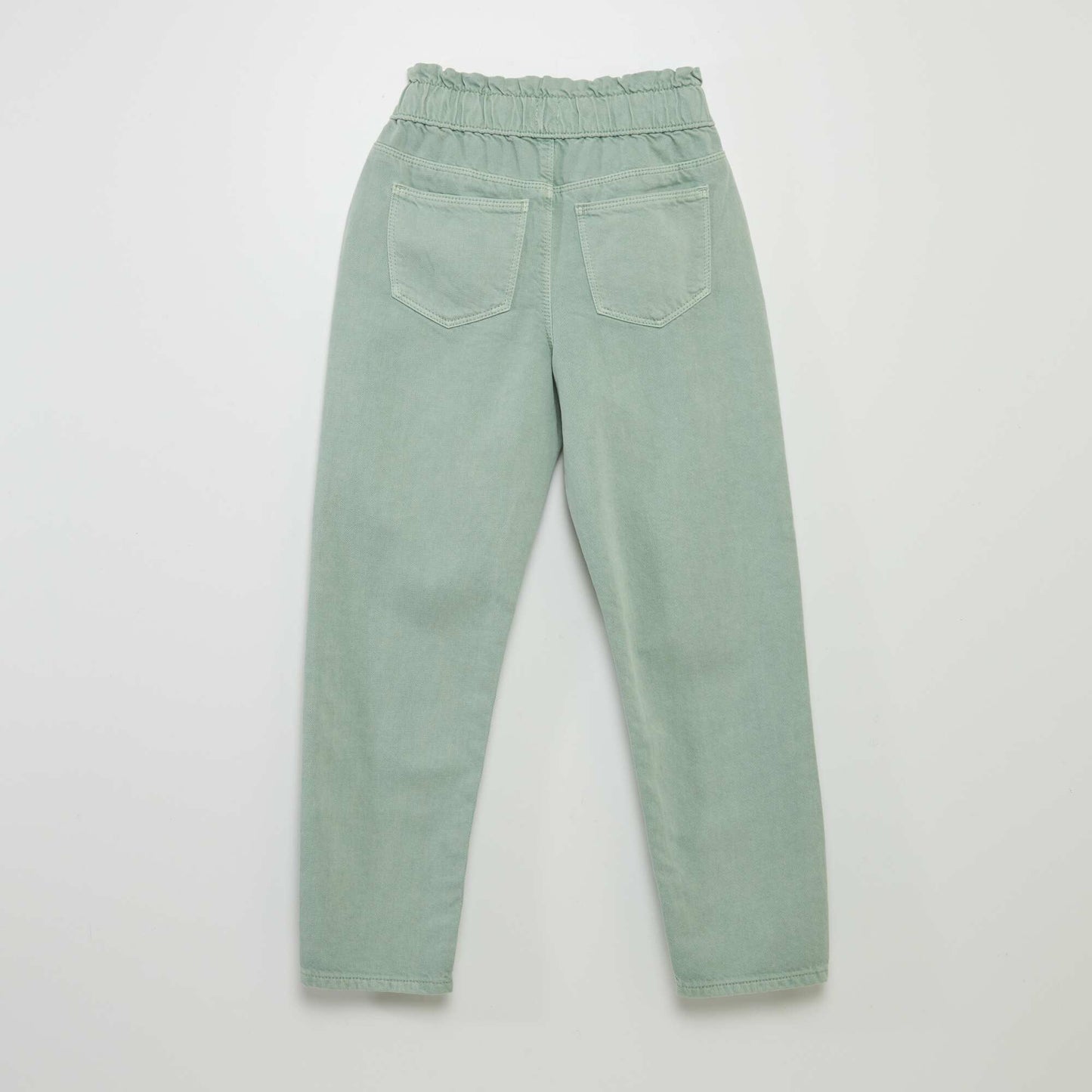 Pantalon twill volantée à la ceinture Vert