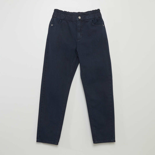 Pantalon twill volantée à la ceinture Marine