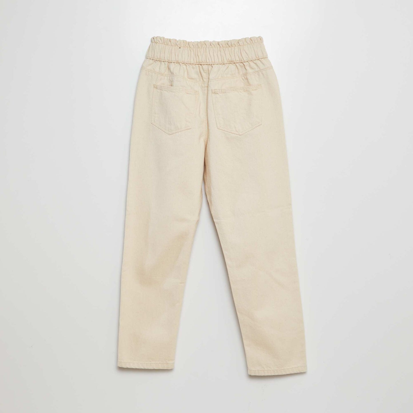 Pantalon twill volantée à la ceinture Blanc