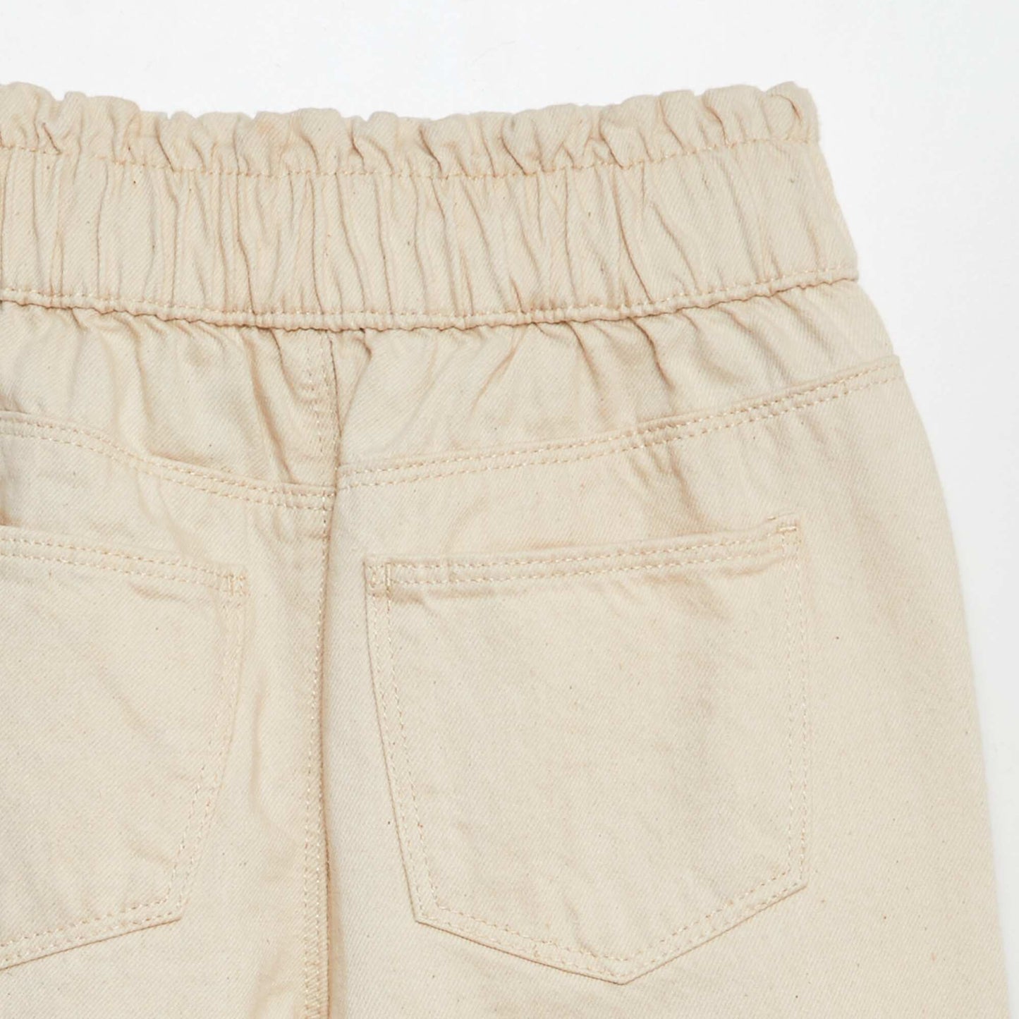 Pantalon twill volantée à la ceinture Blanc