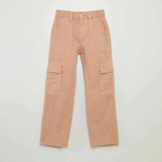 Pantalon denim multipoches Beige