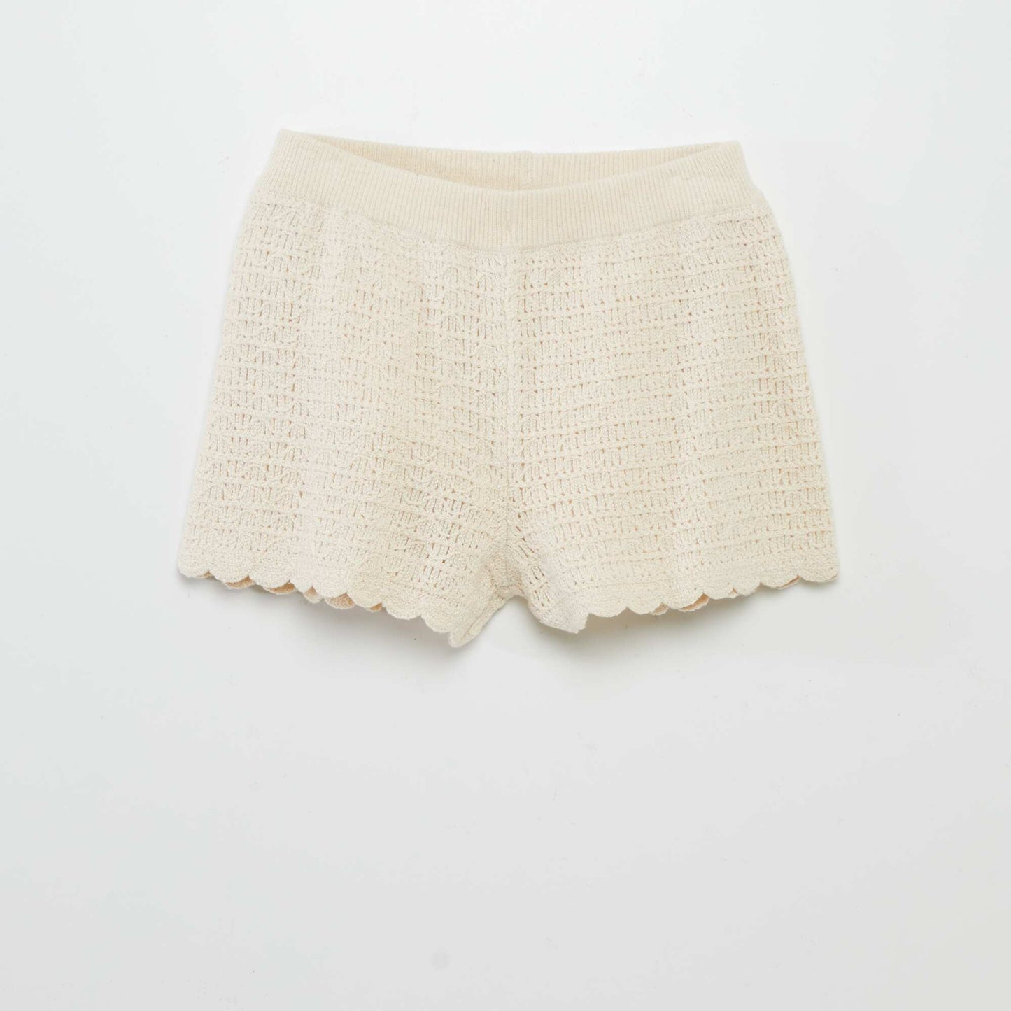 Short en maille crochet Beige