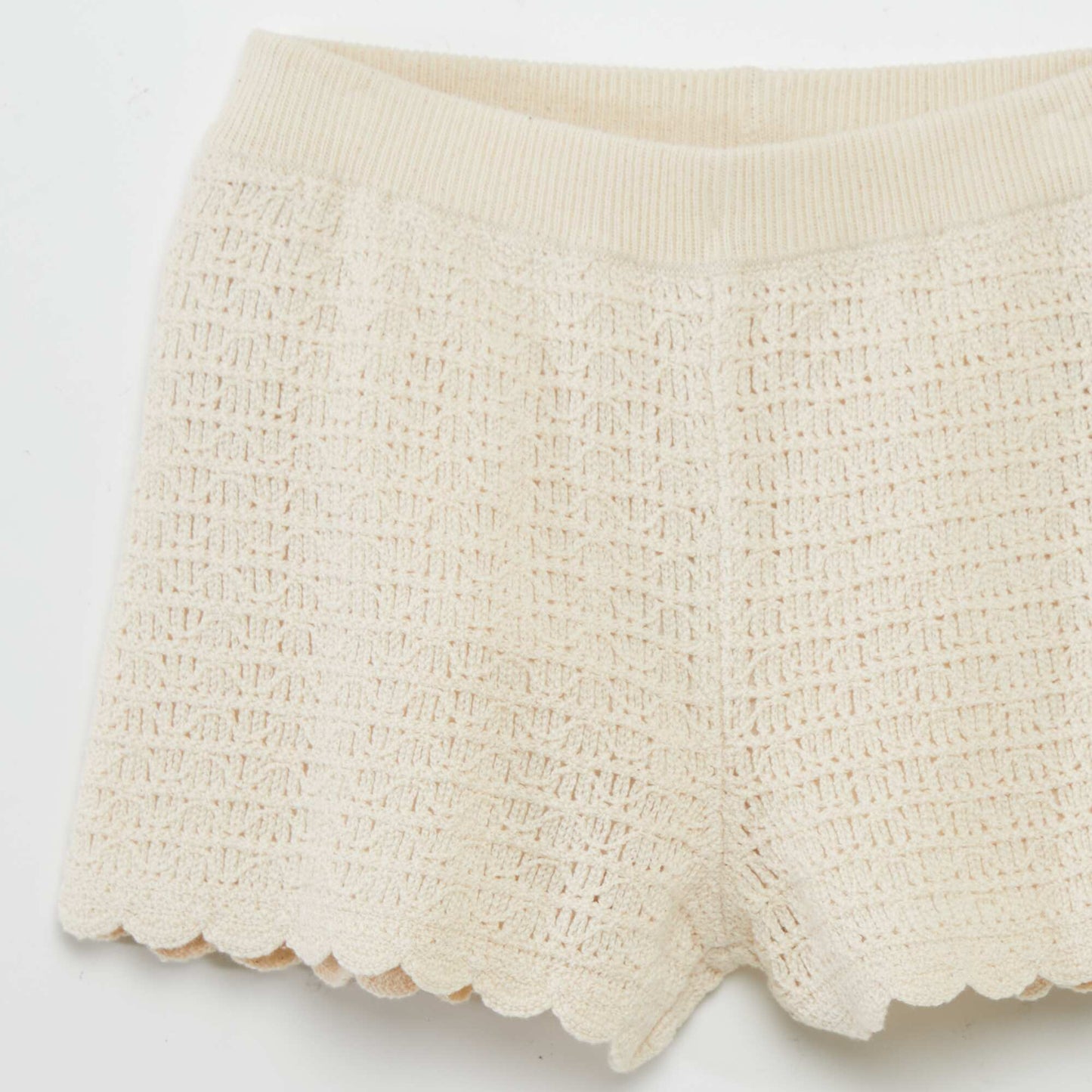 Short en maille crochet Beige