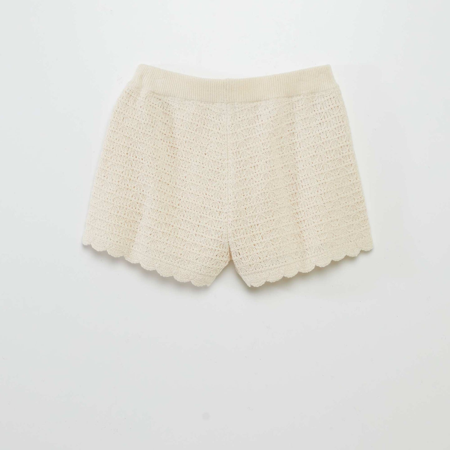 Short en maille crochet Beige