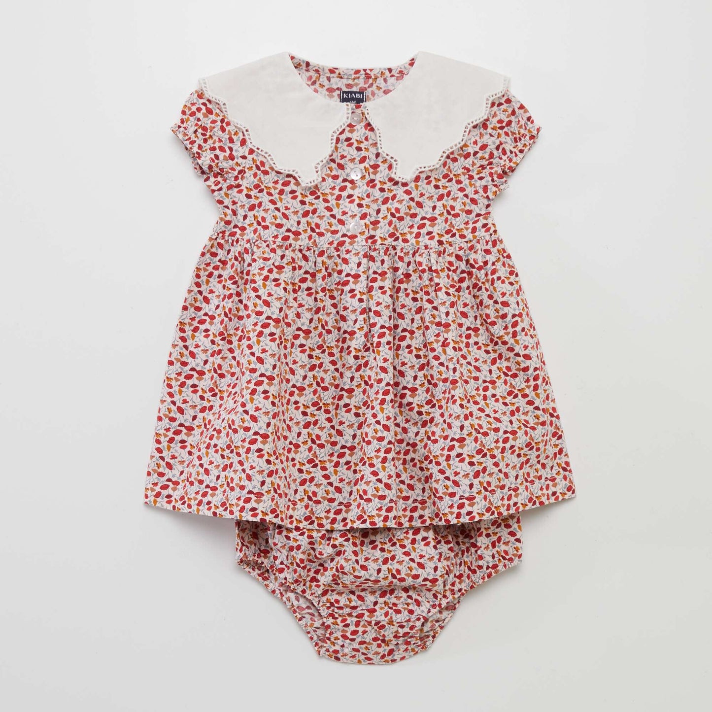 Robe imprimée à fleurs + culotte - 2 pièces Rouge