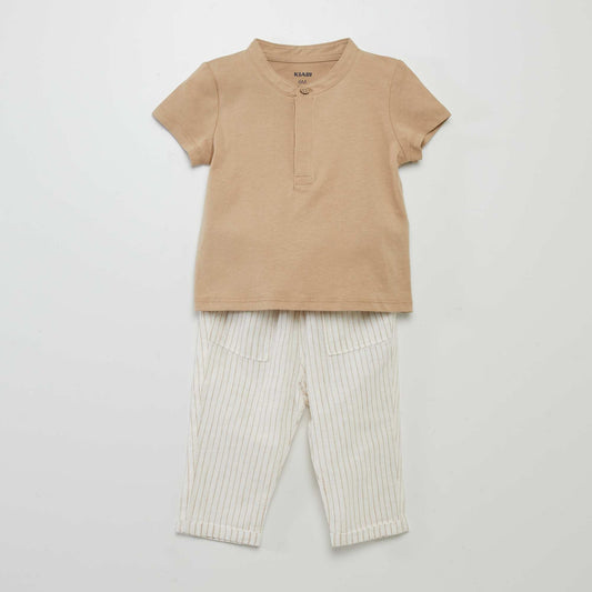 Ensemble t-shirt + pantalon - 2 pièces Beige