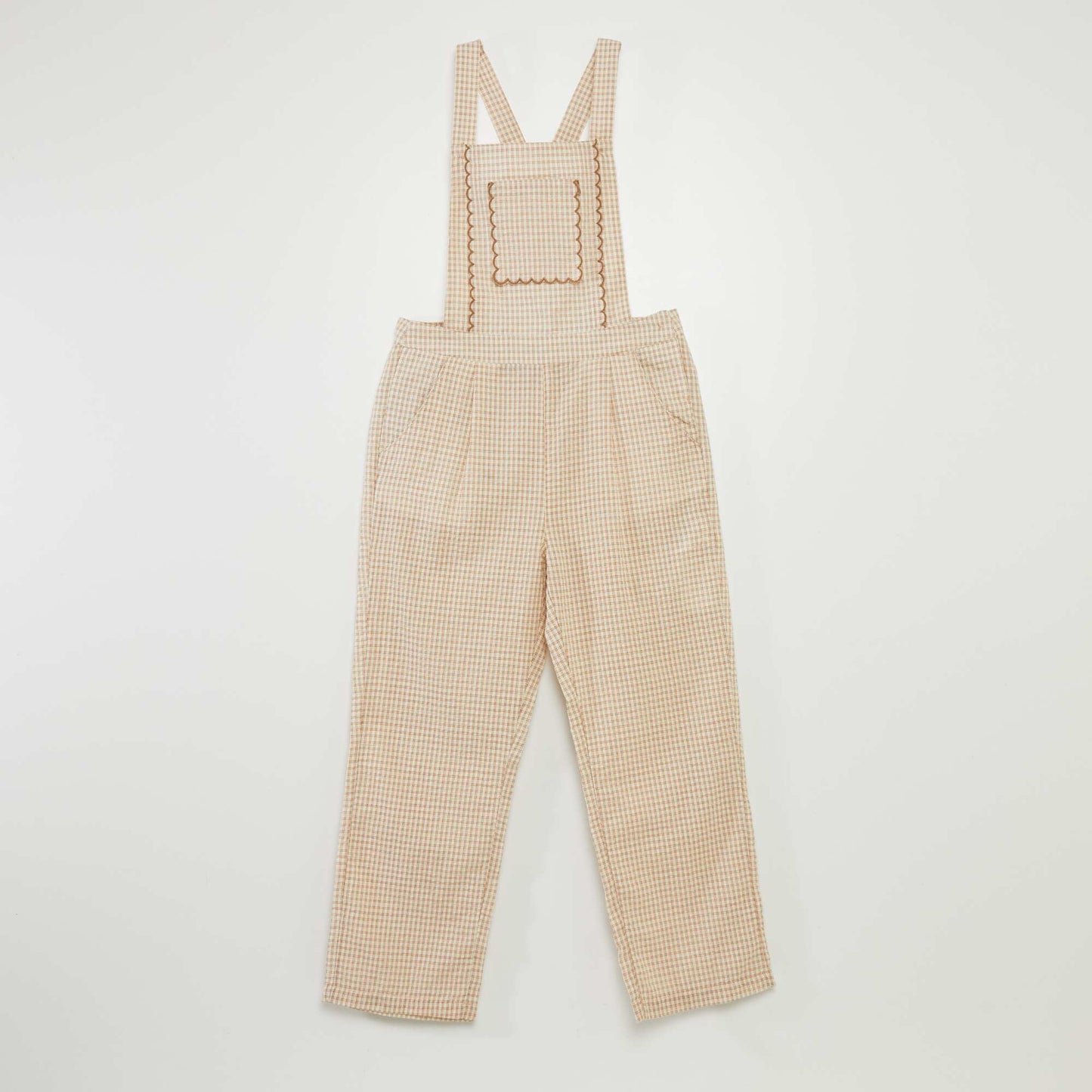 Salopette pantalon à carreaux Beige