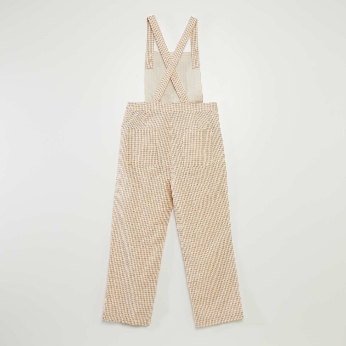 Salopette pantalon à carreaux Beige