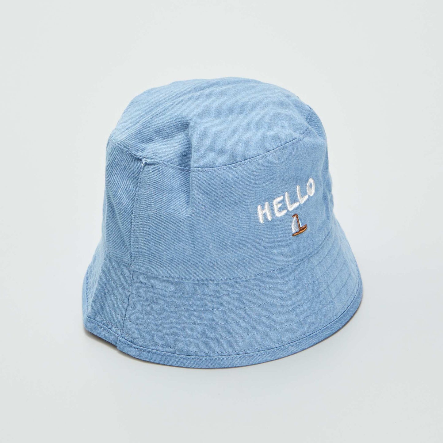 Bob brodé 'hello' Denim