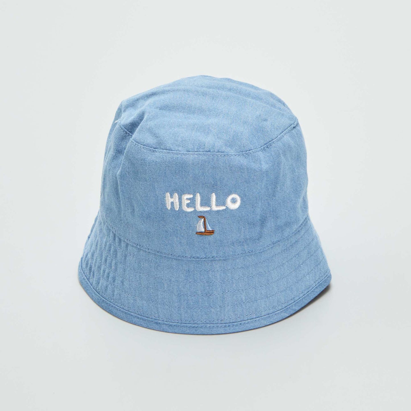 Bob brodé 'hello' Denim