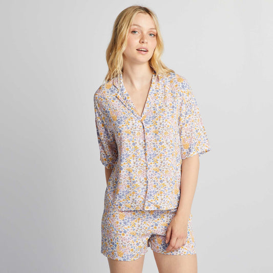 Pyjama chemisier et short fleuri Multicolore