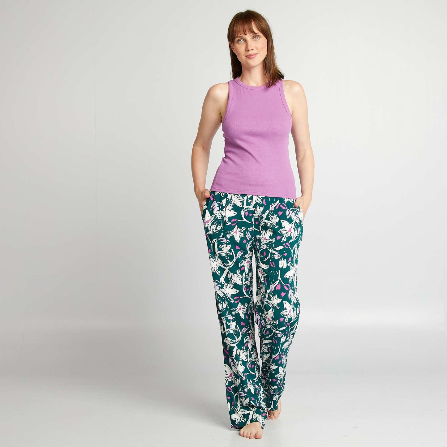 Pantalon de pyjama large imprimé Vert