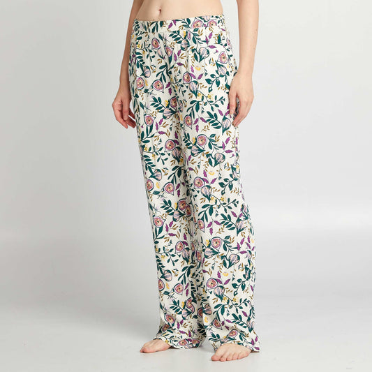 Pantalon de pyjama large imprimé Blanc