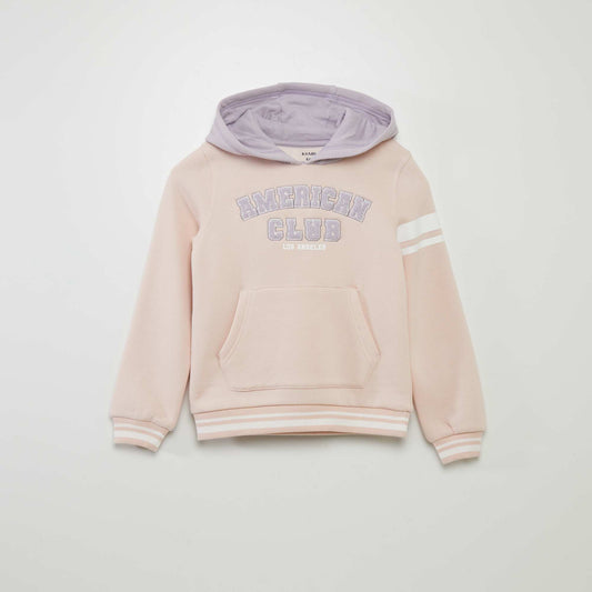 Sweat à capuche bicolore style américain Rose