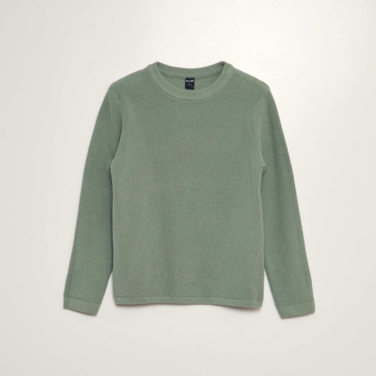 Pull en maille à col rond Vert