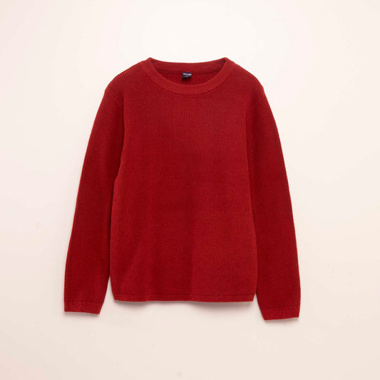 Pull en maille à col rond Rouge