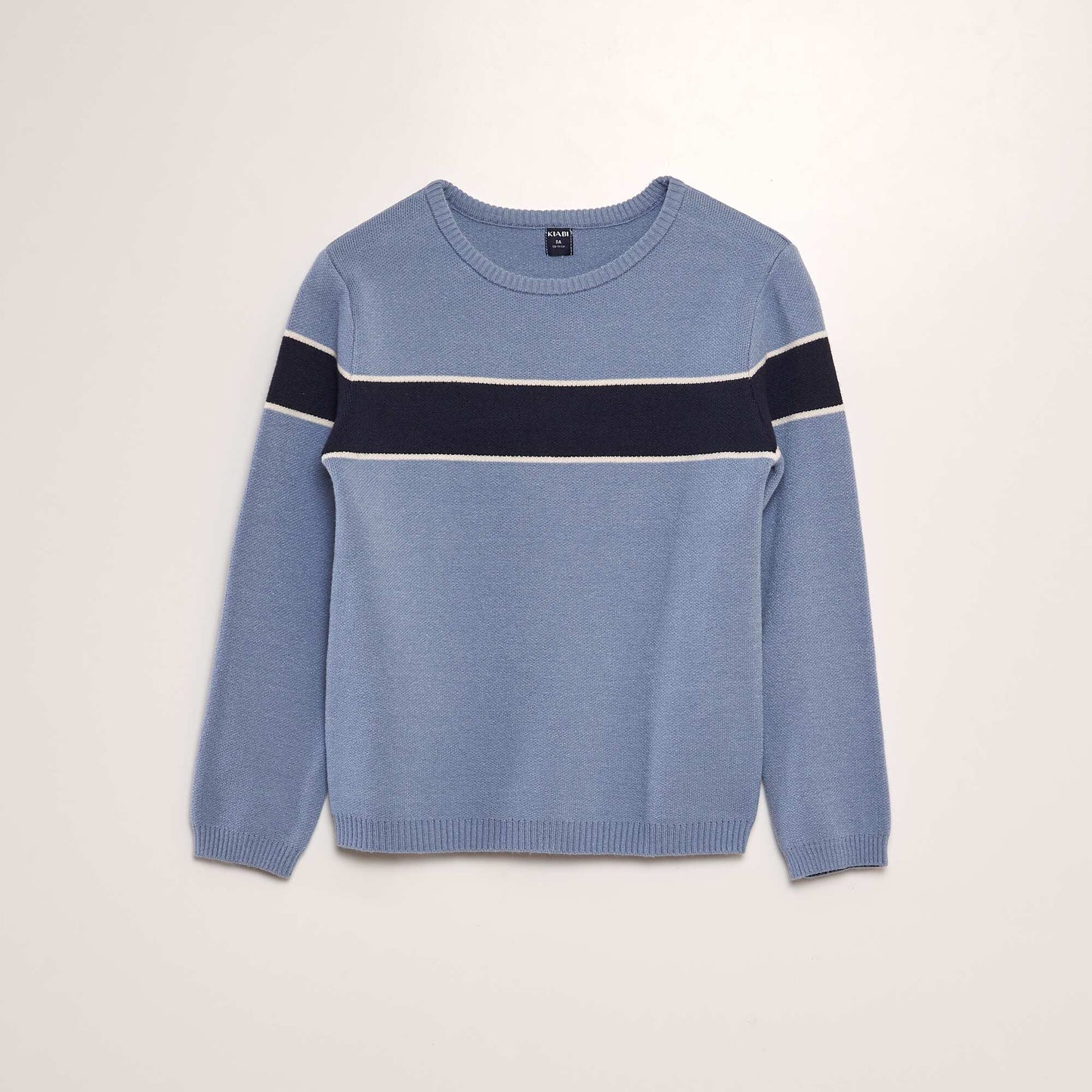 Pull col rond Bleu