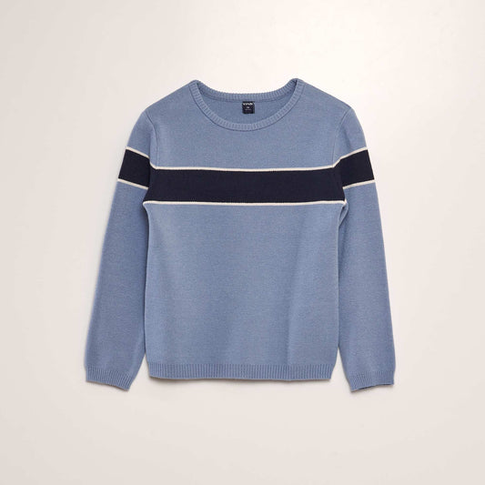 Pull col rond Bleu