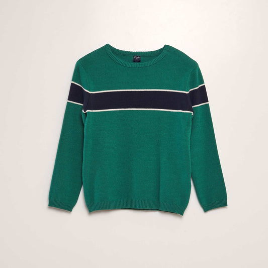 Pull col rond Vert