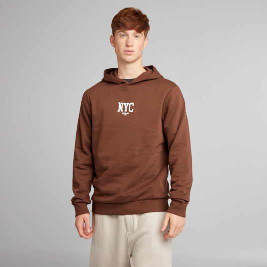 Sweat à capuche en molleton Marron 'NYC'