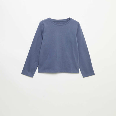 Tee-shirt uni à manches longues BLEU