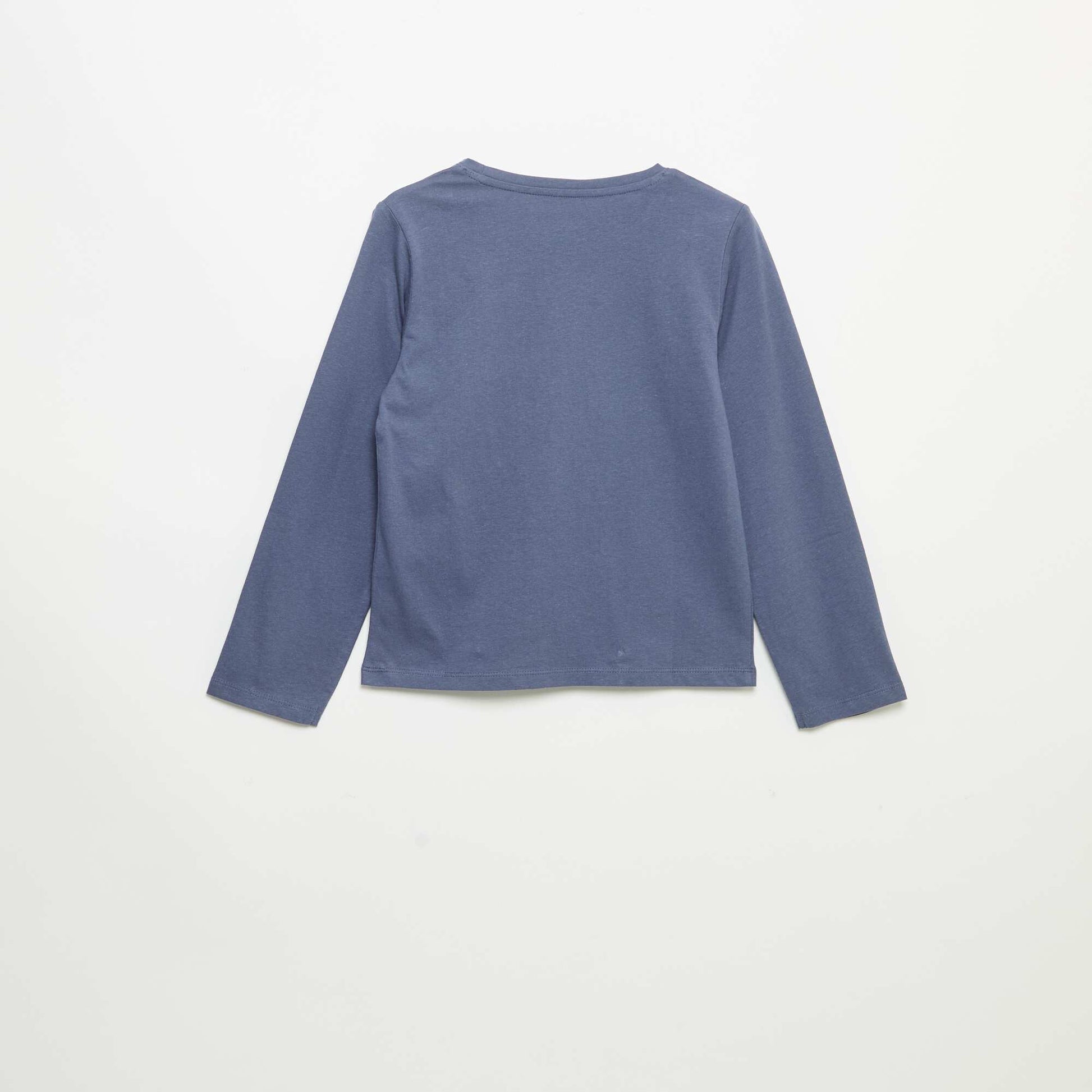 Tee-shirt uni à manches longues BLEU