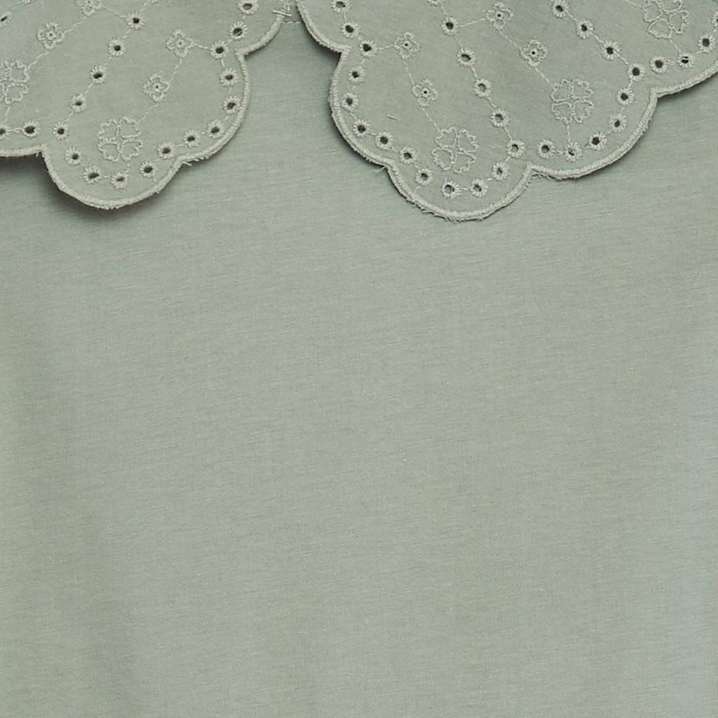 T-shirt à col en broderie anglaise Vert