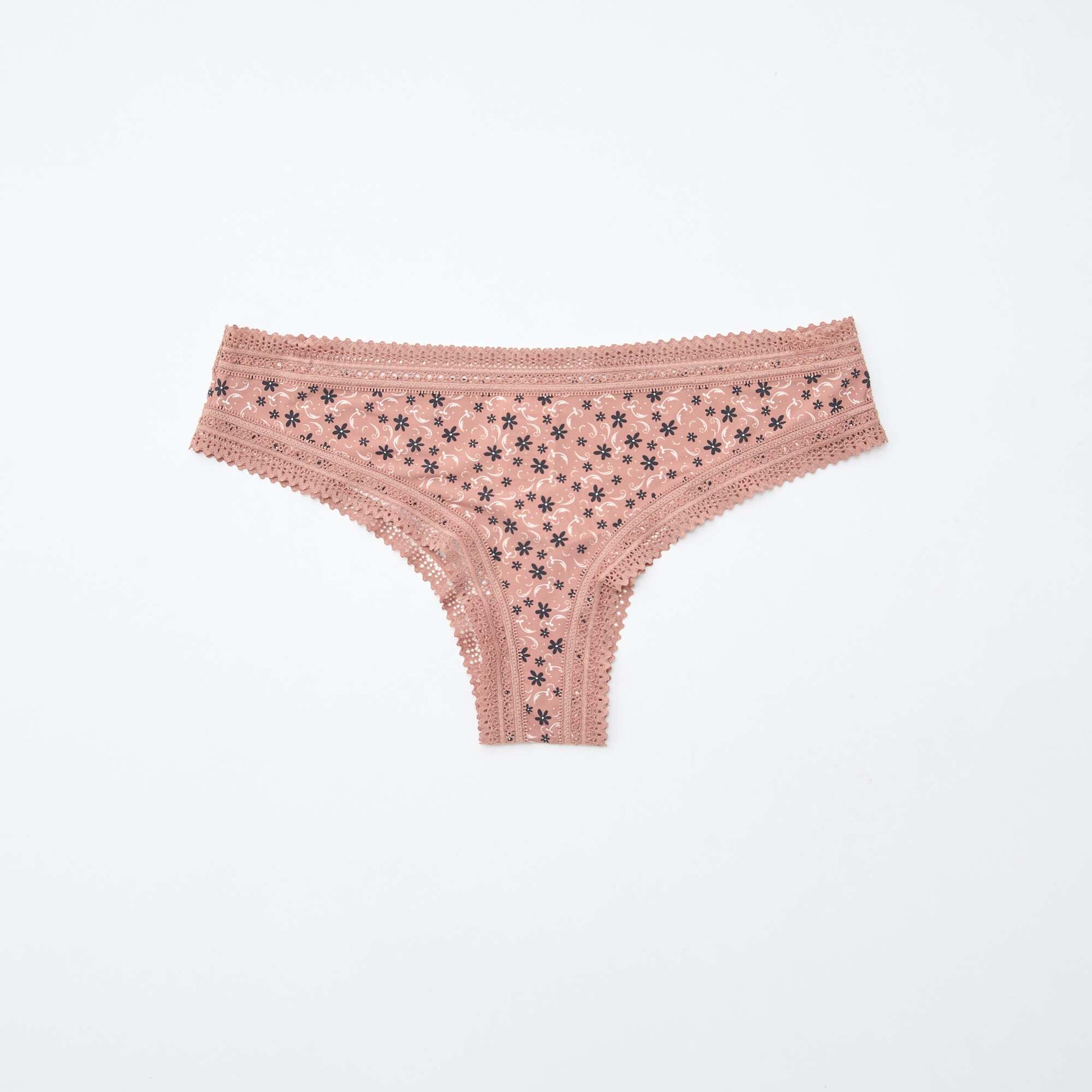 Lot de 3 tangas en microfibre imprimé NOIR/ROSE/BEIGE
