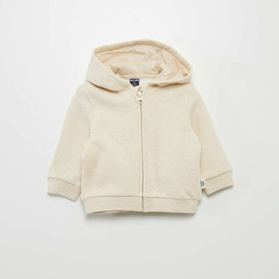 Sweat zippé à capuche Ecru