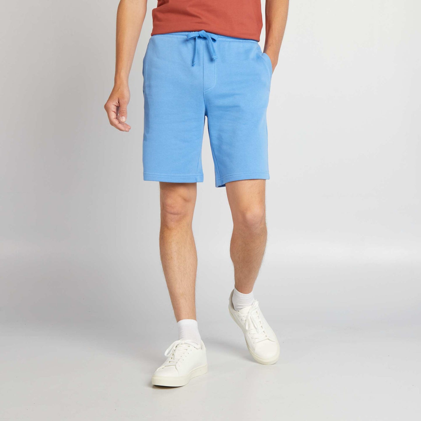 Bermuda jogging en molleton fin Bleu