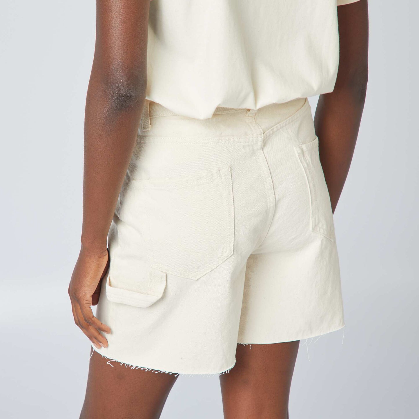 Short mi-cuisse en coton Beige