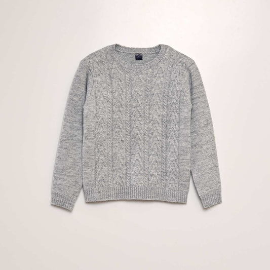 Pull torsadé col rond Gris