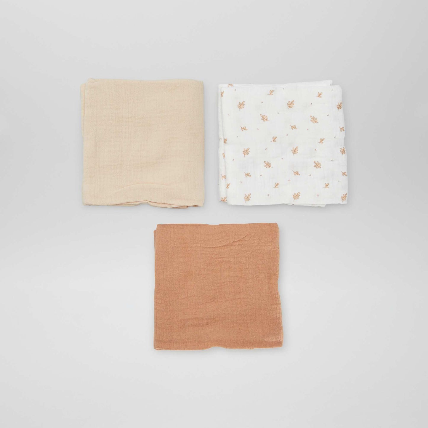 Lot de 3 langes en coton BEIGE