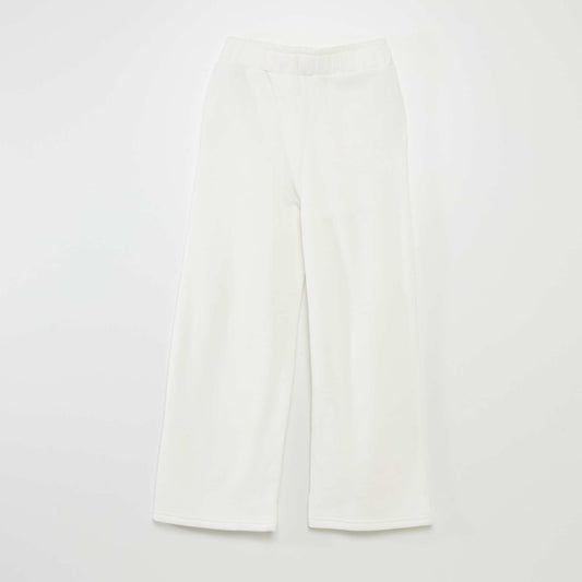 Pantalon wide leg à taille élastiquée blanc