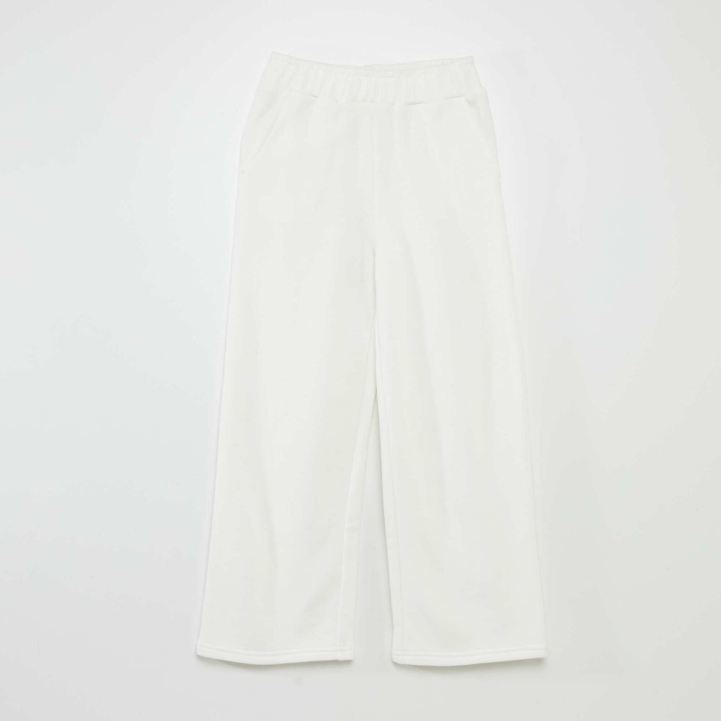 Pantalon wide leg à taille élastiquée blanc