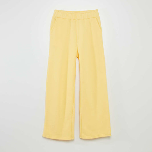 Pantalon wide leg à taille élastiquée Jaune