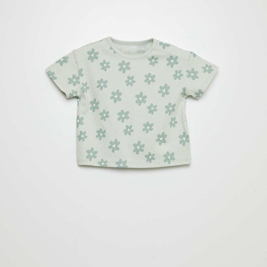 T-shirt imprimé oversize Vert fleuri