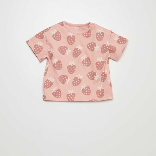 T-shirt imprimé oversize Rose fraises