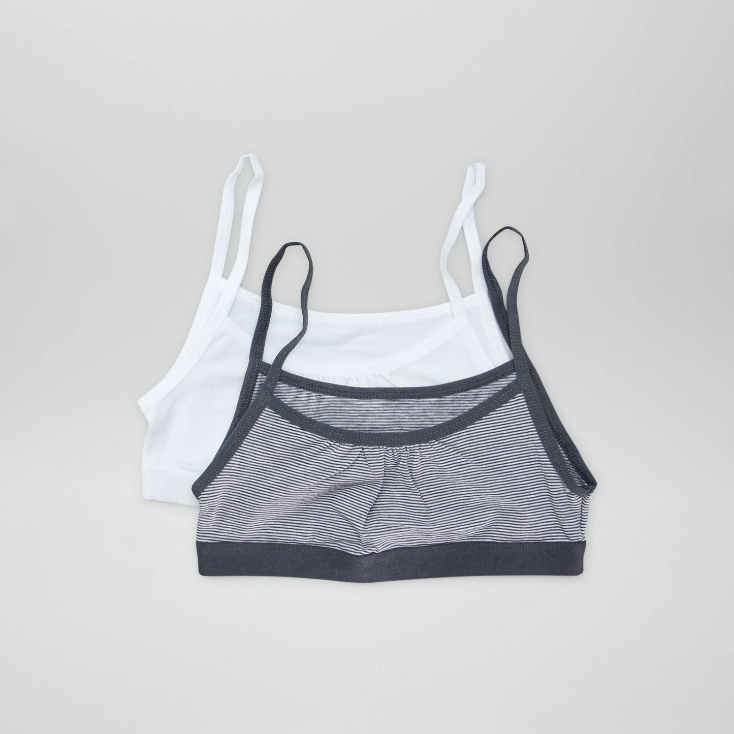 Brassières à fines bretelles en jersey - Lot de 2 Blanc/anthracite