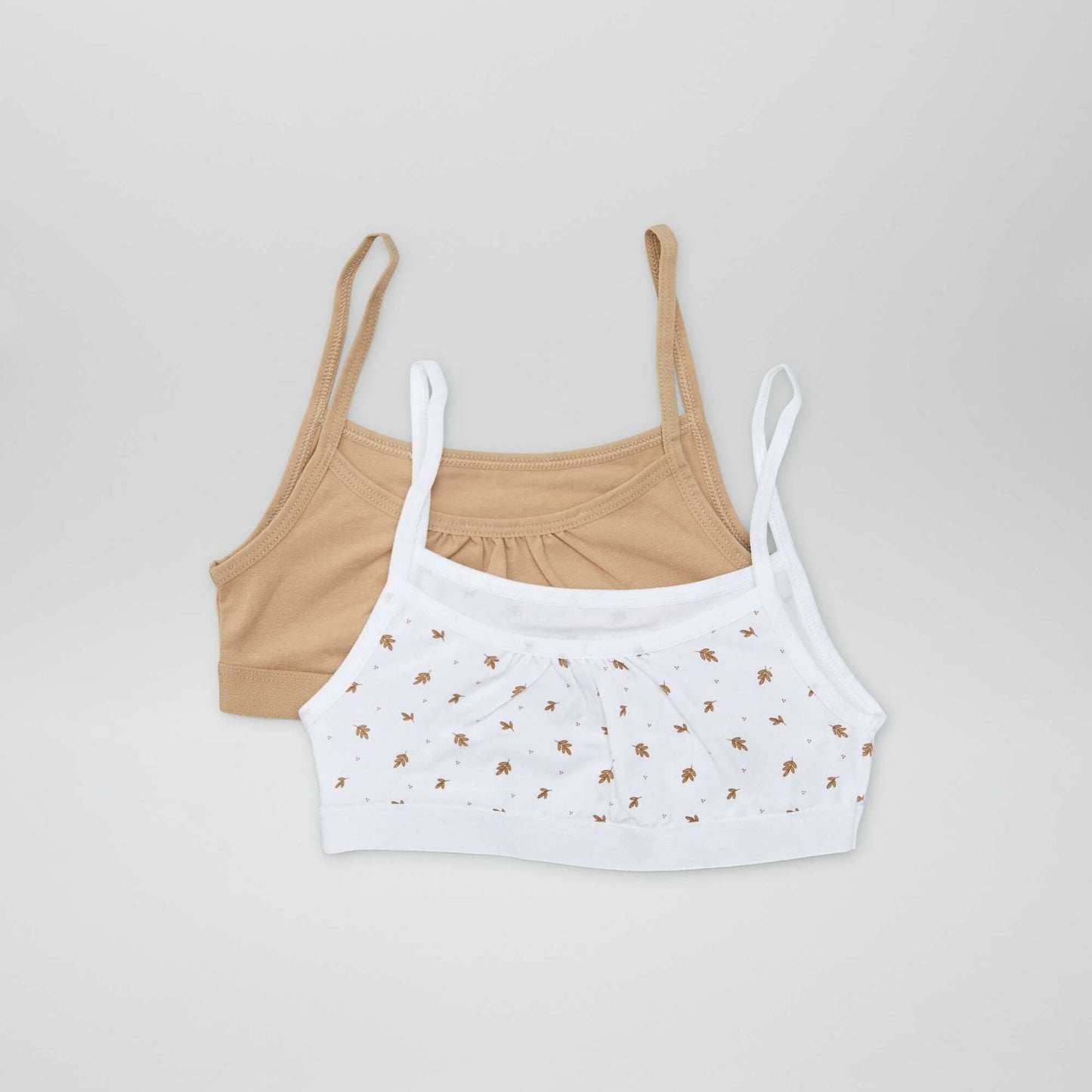 Brassières à fines bretelles en jersey - Lot de 2 Blanc/beige