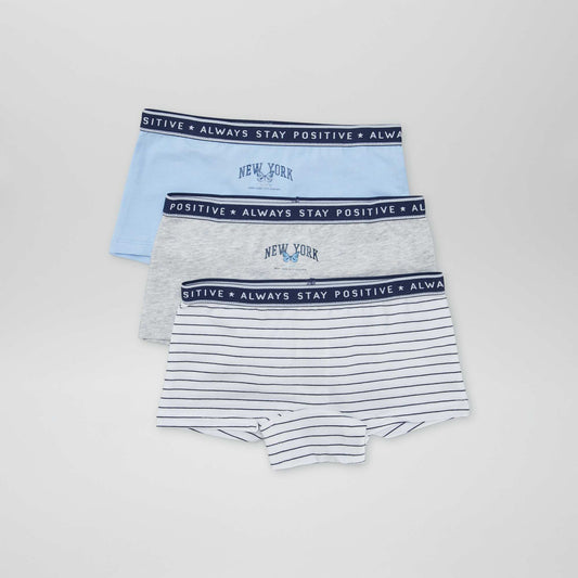 Shorties en jersey - Lot de 3 Gris/blanc/bleu