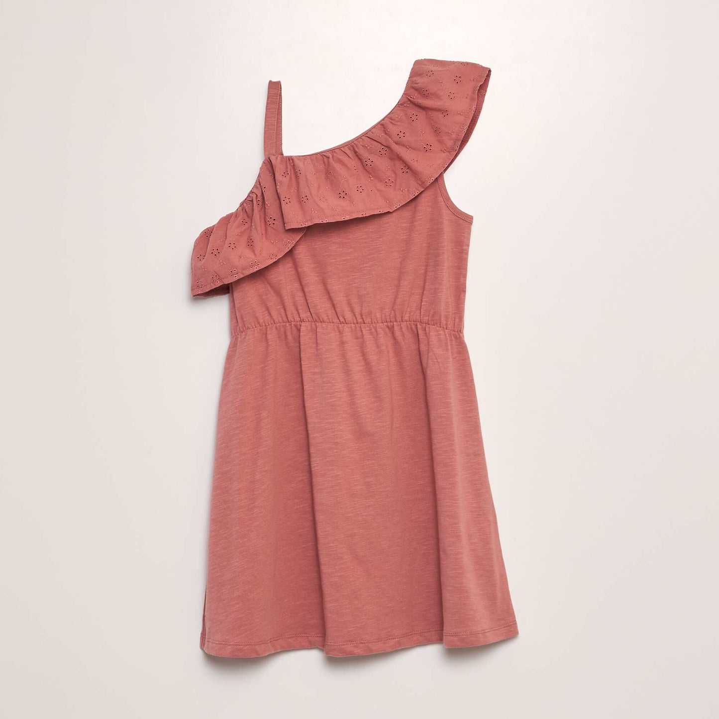 Robe col volanté en broderie anglaise Rose