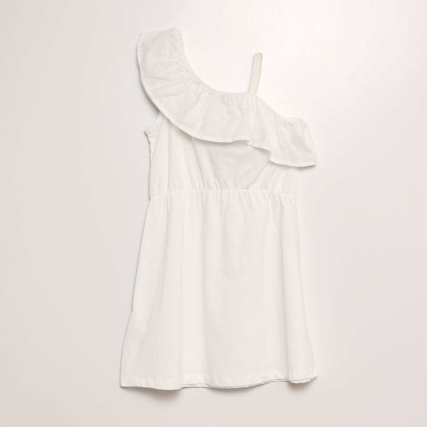 Robe col volanté en broderie anglaise blanc